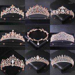 Headpieces Rose Gold Color Rhinestone Tiaras And Crowns Crystal Prom Princess Diadem Wedding Bridal Hair Accessories Jewelry Crown Tiara