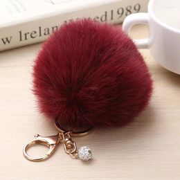 Keychains Fluffy Fur Pom Keychain Soft Faux Ball Car Keyring Pompom Key Chains Holder Women Bag Pendant Jewelry Gifts