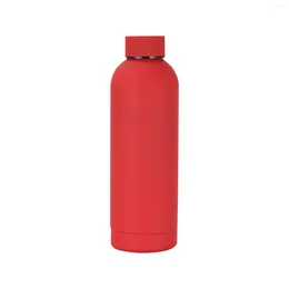 Water Bottles 500ml Solid Colour Stainless Steel Insulated Cup Simple Large Capacity Student Small Mouth Sports Bottle