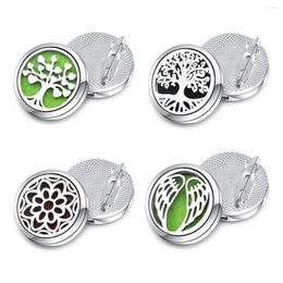 Brooches Trendy Essential Oil Box Charm Pendant Stainless Steel Pattern Tree Of Life Flower Back Pin Jewellery Gift