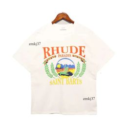 Rhude T Shirt Europe America Mens T Shirt Rhude Designer Tshirt Brand Rhude Clothing Round Neck High Quality Short Sleeve US Size S-Xxl 704