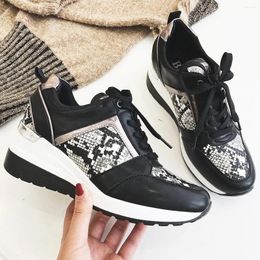 Fitness Shoes 2024 Women Leopard Sneakers Spring Platform Wedges Ladies Fashion Snake Pattern Casual