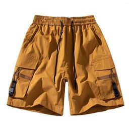 Men's Shorts Summer Cargo Loose Casual Drawstring Belt Pocket Men Running Solid Colour Comfortable