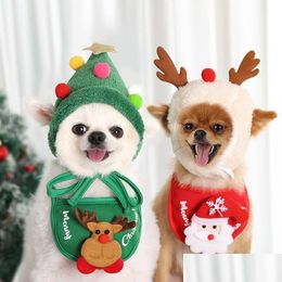 Dog Apparel Christmas Pet Hat Cat Ornament Santa Claus Winter Warm Xmas Year P Cap Party Home Decoration Drop Delivery Garden Supplie Dhhfw