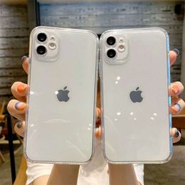 Shockproof Bumper Transparent Phone Case For iPhone 11 12 13 14 15 Pro XR XS Max X 7 8 Plus Soft Silicone Clear TPU Back Cover