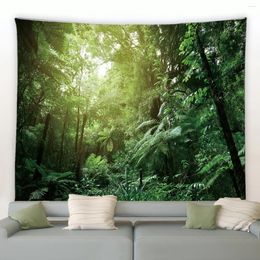 Tapestries Forest Landscape Tapestry Tropical Jungle Natural Scenery Wall Hanging Rug Camping Tent Witchcraft Bedroom Home Decor Blanket