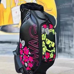 SWG Cart Bags Black, red flower pattern Golf Bags Wear-resistant large capacity fashion waterproof golf bag