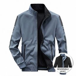 new Men's Reversible Jacket Trend Polyester Casual Baseball Uniform New Spring and Autumn Clothes Male Double Sided Zipper Coats N3YT#