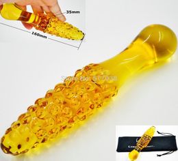 w1031 Dotted big large pyrex glass dildo penis dick crystal Anal butt plug sex toys female male masturbation products for women me1937258