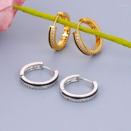 Hoop Earrings TIANDE Gold Color Round For Women Black Enamel Zircon Piercing Fashion Party Jewelry Wholesale