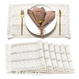 Table Mats Boho Placemats Set Of 6 Macrame Decor And Farmhouse Style Natural Cotton Burlap For Dining Kitchen
