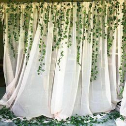 Decorative Flowers 2M Artificial Green Vines Plant Simulation Ivy Garland Hanging Fake Leaves Rattan Greenery Wall Wedding Decoration
