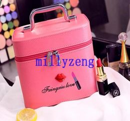 Cute Lure Lips Makeup Case Portable Small Portable Large Capacity Cosmetic Wash Bag Red7537700