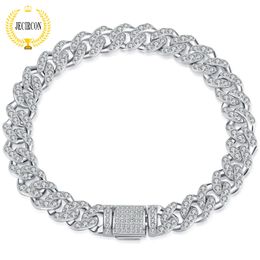 JECIRCON 925 Sterling Silver Cuban Chain Bracelet for WomenMan Sparkling Full D Colour Lab Diamond Hand Jewellery 240604