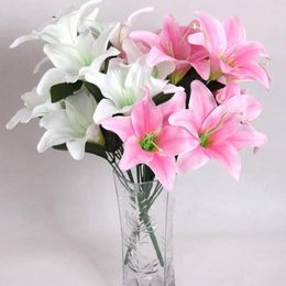 Decorative Flowers Artificial Lily 10 Heads Fake Flower Wedding Party Decor Bouquet Home El Office Garden Craft Art