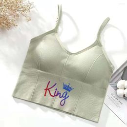 Women's Tanks U-shaped Back Bra Tube Top Women Crop Crown King Letter Sexy Lingerie Sports Fashion Street