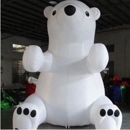 wholesale 3/4/6m High Giant White Sitting Inflatable Balloon Polar Bear Outdoor indoor Advertising cartoon Animal For City Parade Event Stage 001
