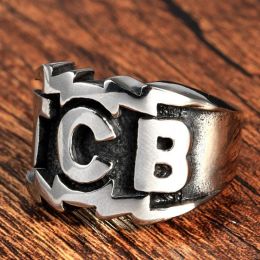 Rings Mens Heavy TCB Ring 14K White Gold Biker Ring Cool Take Care of Business Ring Fashion Male Punk Jewelry Party Best Gift