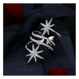 Wedding Rings Choucong Unique Star Diamond Cz Zircon Gemstones Ring White Gold Filled Engagement Band For Women Bridal Vintage Party Dh93H