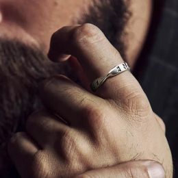 Rings Solid Mobius Ring Men Jewelry, Viking Elder Futhark Rune Ring,14K White Gold Twisted Couples Ring