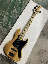 5 Strings Electric Bass Guitar With Black Hardware Maple Fingerboard Provide Custom Service