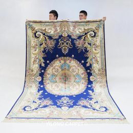 Carpets 6'x9' Blue French Design Handknotted Silk Rug Luxury Home (ZQG488A)