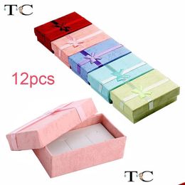 Gift Wrap 12 Pieces/Batch Color Matching Ring Necklace Set Box Pavilion Earring Bracket 5 X 8 Packaging 240309 Drop Delivery Home Gard Dhqec