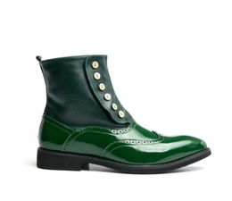 Stivali da caviglia da uomo di moda vera in pelle vera scarpe abiti a doppia fibbtina fatta a mano brogue boot da uomo nero marrone9956504