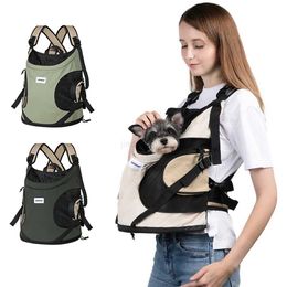 Pet Carrier Bags Dog travel box strap bag pet front cat dog carrier breathable canvas backpack cross shoulder strap