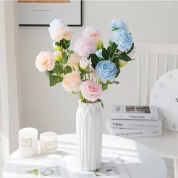 Decorative Flowers Simulation Fake Flower Peony Rose Artificial Wedding Bouquet Handmade Cross-border Plant Silk Home Decoration