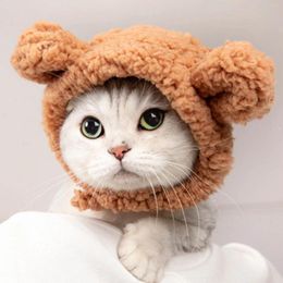 Dog Apparel Cute Bear Puppy Clothes Winter Warm Accessories Soft Fleece For Small Dogs Halloween Cat Hat Plush