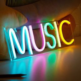 LED Neon Sign Chi-buy LED n MUSIC USB Powered n Signs Night Light 3D Wall Art Game Room Bedroom Living Room Decor Lamp Signs