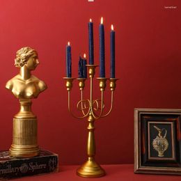 Candle Holders Gold Pillar European Metal Vintage Nordic Style Luxury Wedding Portavelas Home Decor DE50ZT