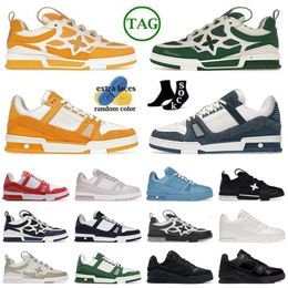 Designer Quality Fashion Top Skate Shoes yellow Luxury Womens Mens Overlays Virgil Casual Trainers Original Platform Calfskin Leather Red Outdoor Sports Sneakers