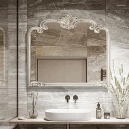 Kitchen Storage French Bathroom Mirror Light Luxury Toiletry Carved Irregular Vanity Retro Makeup