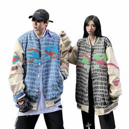 men's Y2K Embroidery Baseball Jacket Coat American Hip-hop Street vintage Print Baseball Uniform Coat Loose Women Jackets Unisex k3DM#