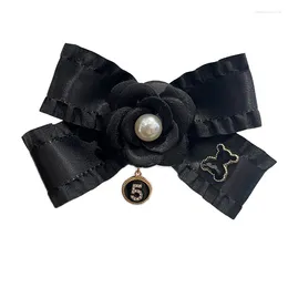 Brooches Korean Fabric Bow Brooch Pin Pearl Camellia Flower Corsage Fashion Lapel Pins College Style Shirt Collar Jewellery Accessories