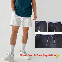 Men's Shorts Summer Outdoor Sex Open Crotch Erotic Pants Sports Fitness Men Loose Elastic Jogger Running Sweatpants Basketball Short