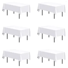 Table Cloth 6Pcs White Tablecloth Rectangle Stain And Wrinkle Resistant Washable Polyester Cover For Dining Decor