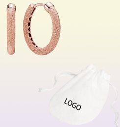 Rose Gold Plated 100 925 Sterling Silver Hoop Earrings Mat Finish Fashion European Earring Wedding Egagement Jewellery Accessories599087030