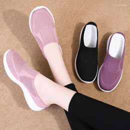 Casual Shoes Women Summer Mesh Breathable Vulcanize Shoe Female Knitted Flats Ladies Slip On Sock Mom Sneakers Tenis