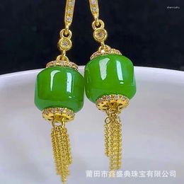 Dangle Earrings Wholesale Myanmar Natural A-Level 18K Spicy Green As Right Rain Eardrops Jade Jewelry With Certificate