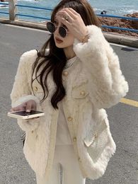 Women's Fur Korean Fashion Faux Wool Coats Thick Women Winter Warm Jackets Hairy Loose Casual Female Outwear