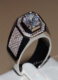 Victoria Wieck Vintage Jewelry 10kt white gold filled Topaz Simulated Diamond Wedding Pave Band Rings for men Size 891112135632563