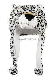 Berets Fuzzy Cartoon Plush Animal White Leopard Warm Beanie Faux Fur Hat Winter Women Men's Children Kids Boys Girls Costume