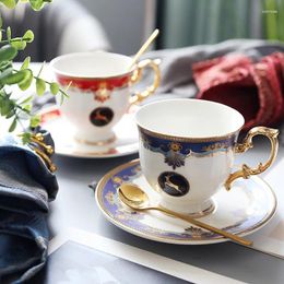 Mugs Ceramic Coffee Mug Breakfast Milk Tea Cup Drinkware With Tray & Spoon Kitchen Drinking Utensil Luxury Wedding Gifts Eco-Friendly