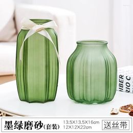 Vases European-Style Colourful Transparent Glass Vase Ins Living Room Decoration Flower Arrangement Hydroponic Rich Bamboo Desktop