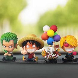 Interior Decorations Cartoon One Piece Zoro Monkey D Luffy Car Ornaments Action Figures Q Version Sanji Sabo Chopper Car Interior Decoration Hottoys T240606