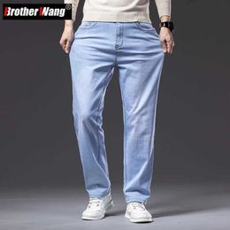 Men's Jeans Mens Loose Thin Plus Size Jeans Spring and Summer New Fashion Casual Light Blue Stretch Pants Denim Trousers Male Brand Y240603P6B7