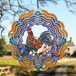 Decorative Figurines Garden Wind Chime Metal Rooster Spinner Ornament For Indoor Outdoor Decor Rotating Pendant Window